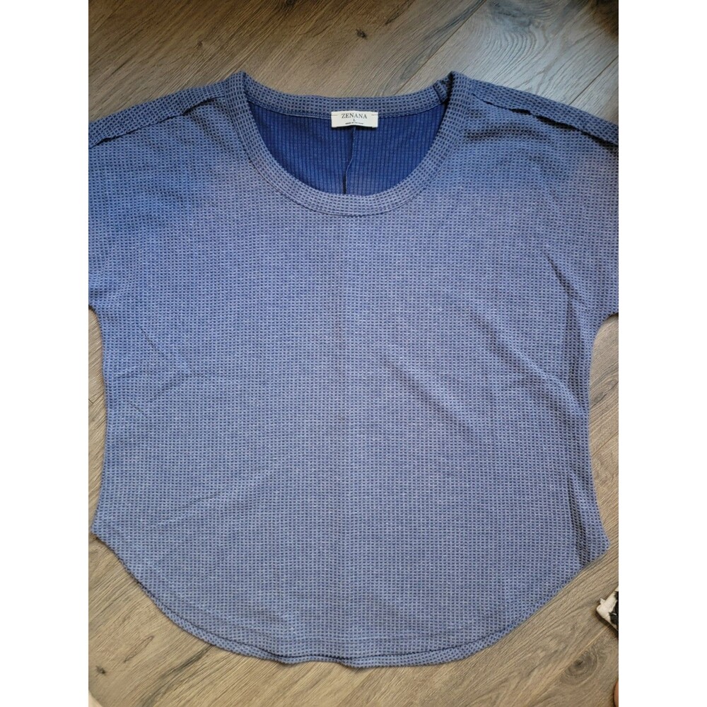 Zenana Waffle  Short Sleeve Top Sz L
